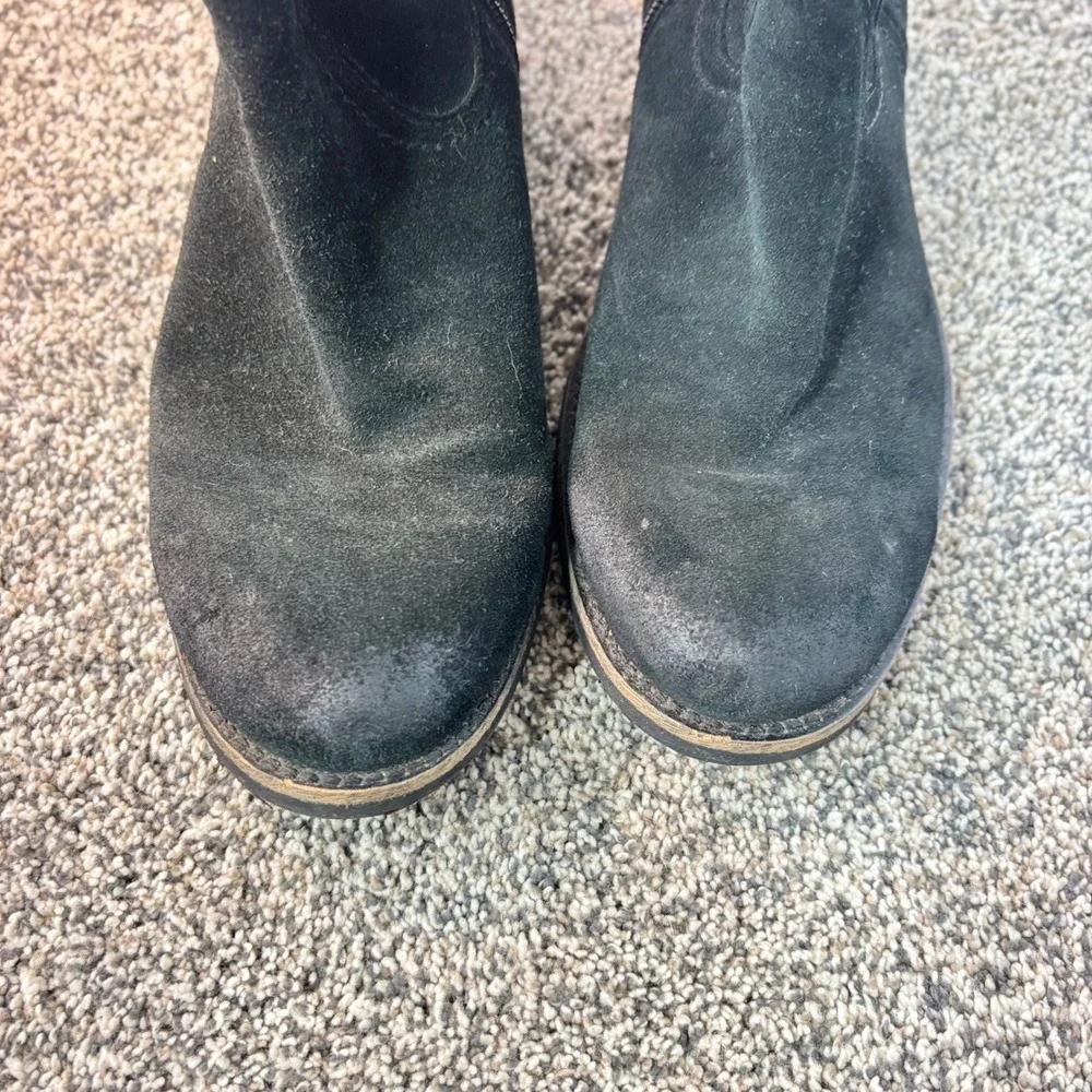 Franco Sarto A-Track Black Suede Tall Pull On Boots Leather Upper Size 8M